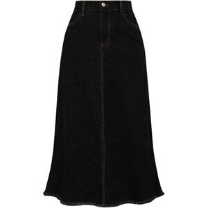 Denim Skirts Elastic High Waist Black